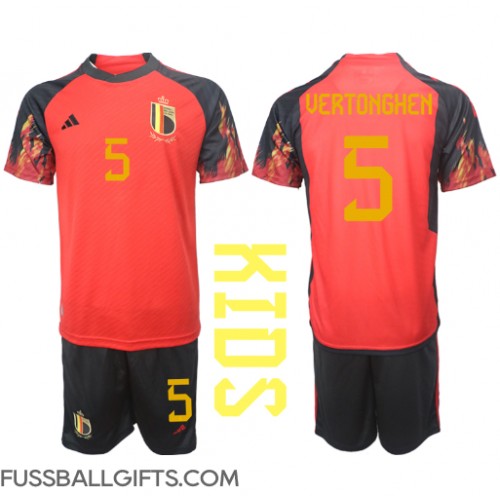 Belgien Jan Vertonghen #5 Fußballbekleidung Heimtrikot Kinder WM 2022 Kurzarm (+ kurze hosen)